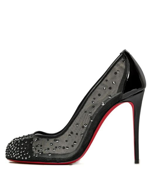 Maison Margiela Black X Christian Louboutin 100Mm Tabi Split-Toe Rhinestone-Embellishment Pumps
