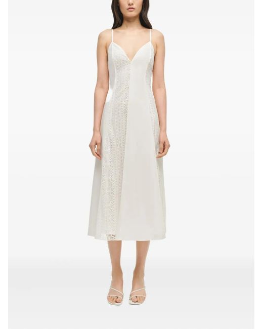 Jonathan Simkhai White Mina Lace-Insert Midi Dress