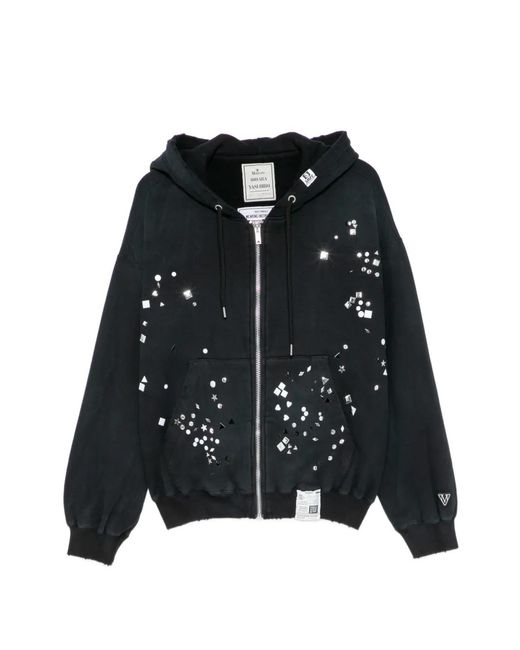 Maison Mihara Yasuhiro レディース ブラック スタッズトリム パーカー 
