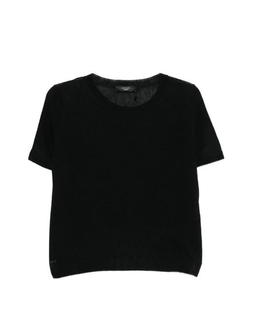 Weekend by Maxmara Black Pancone Crew Neck Top