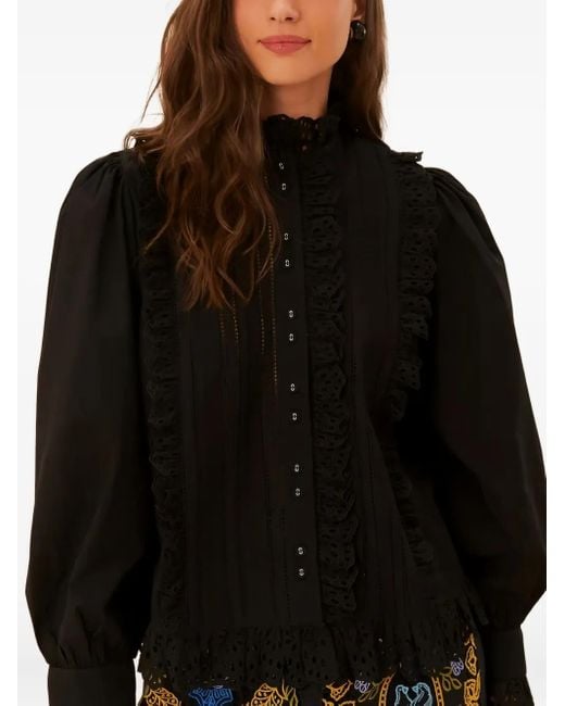 Farm Rio Black Cotton Laced Shirt