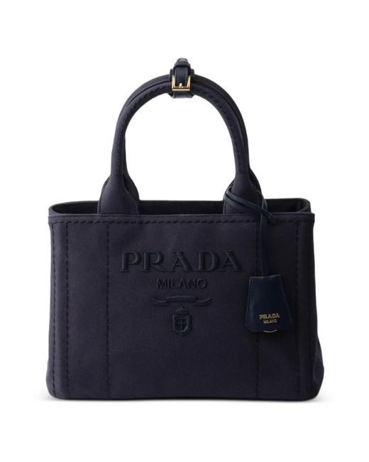 Prada Blue Petit Sac En Toile Jardini En Re-Coton