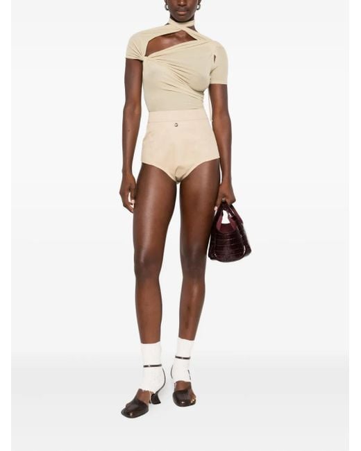 Coperni Natural High-Waisted Mini Shorts