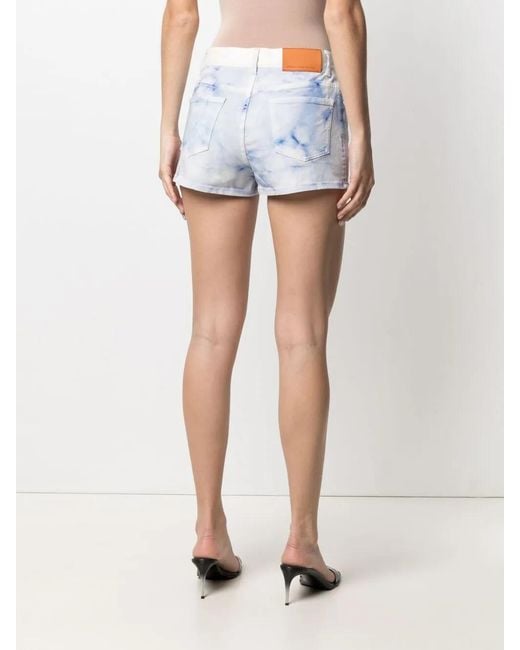 Stella McCartney Blue Marble Tie-Dye Denim Shorts