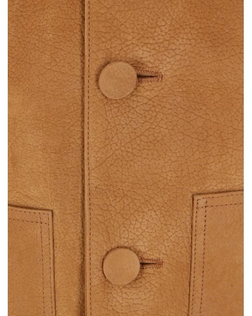 Plan C Brown Shearling-Collar Pocket Jacket