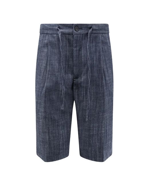 Hevò Blue Drawstring Pleated Shorts for men