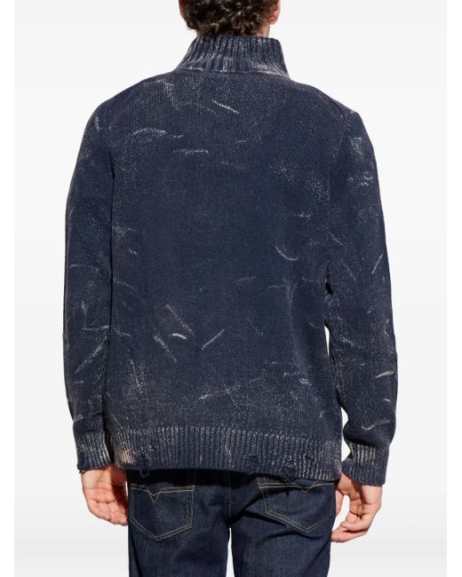 DIESEL Blue K-Maxime Zip-Up Sweater for men