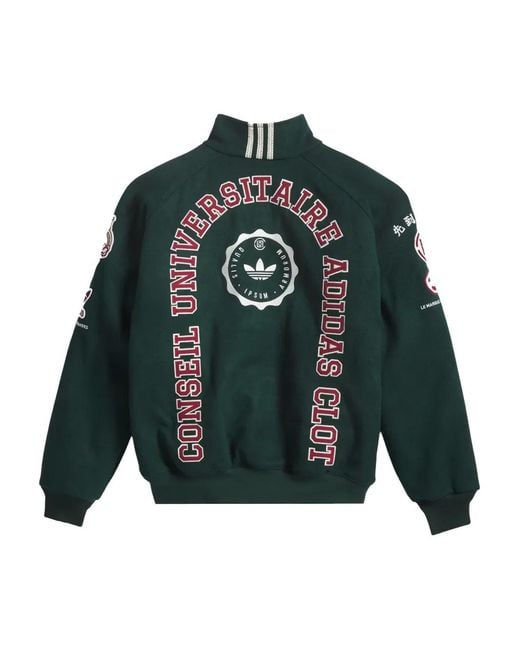 Adidas Green Logo-Patch Bomber Jacket