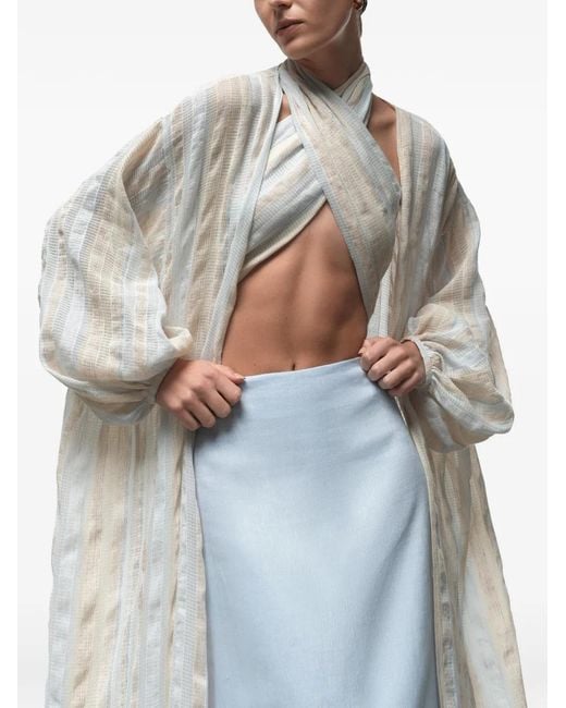 CAYET White Noaf Striped Maxi Tunic