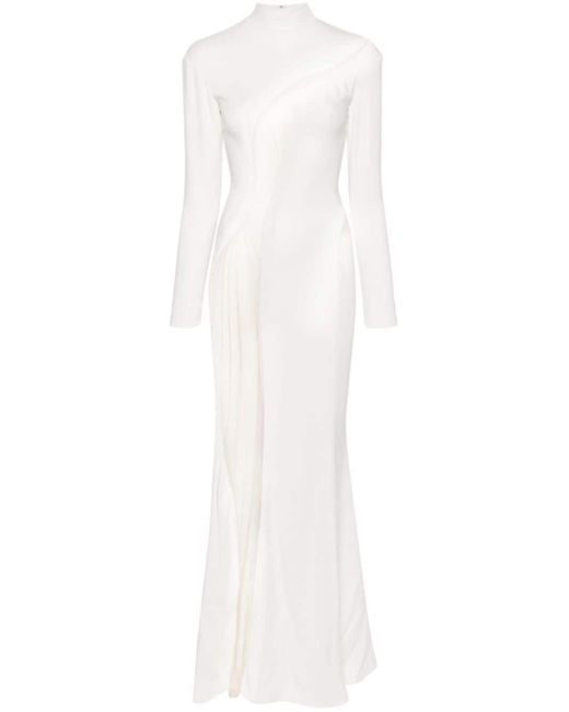 Mugler White Tulle-insert Maxi Dress - Women's - Viscose/spandex/elastane