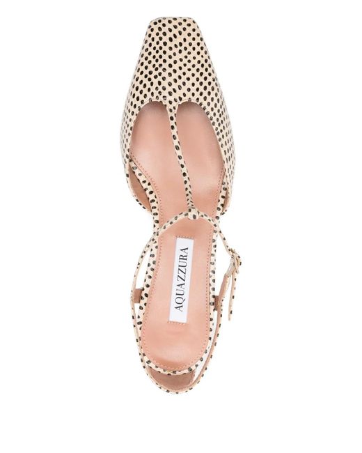 Aquazzura White "Sorbonne" Bambi Snake Print Pump 35