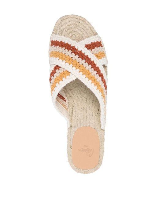 Castaner Natural Crossover-Strap Raffia Espadrilles