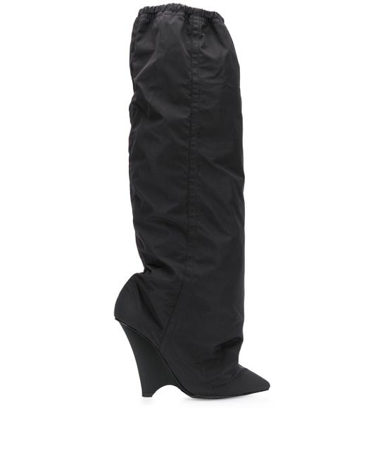 Yeezy Black 120 Wedge Thigh High Boots
