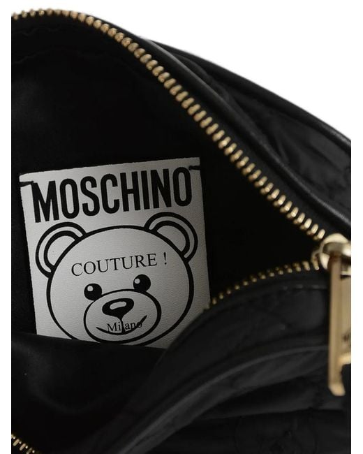 Moschino Black Teddy-Detail Quilted Cross Body Bag