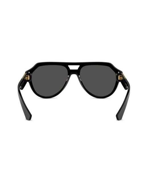 Dolce & Gabbana Black Logo-Plaque Pilot-Frame Sunglasses for men