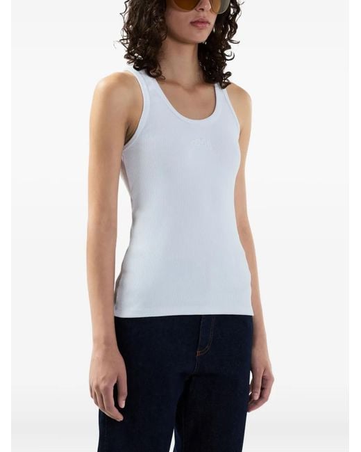 Gcds White Logo-Embroidered Tank Top