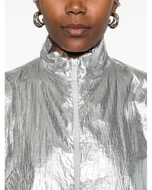 MEDEA White Metallic-Effect Zip-Up Jacket