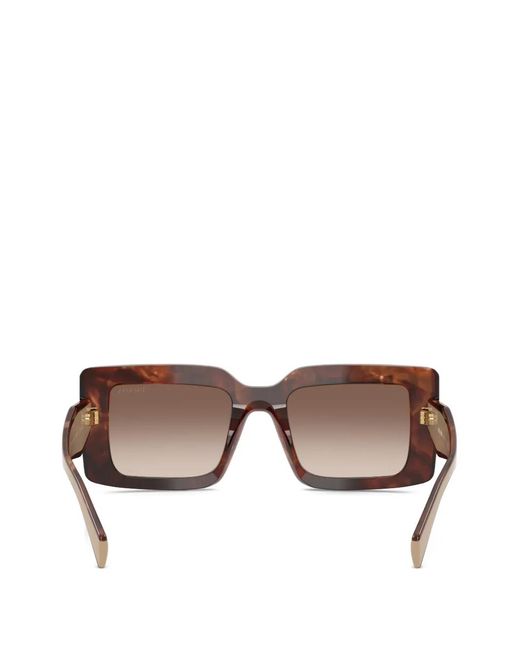 Prada Brown Tortoiseshell-Effect Square-Frame Sunglasses