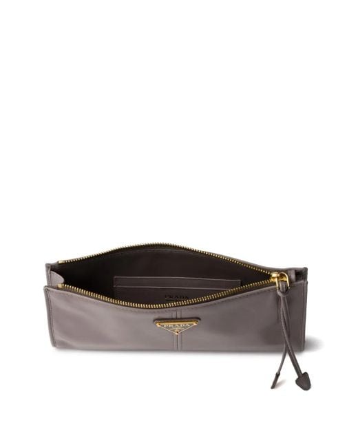 Prada Gray Leather Pouch