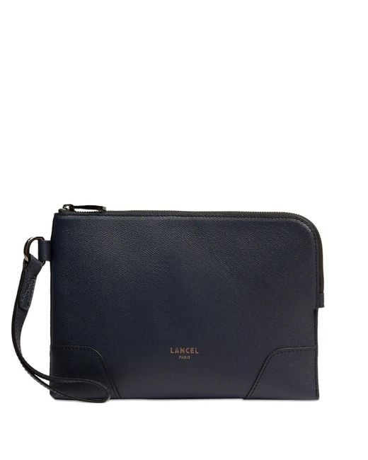 Lancel Blue Zip-Fastening Leather Clutch for men