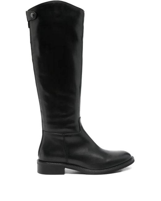 Julie Dee Black Knee-High Leather Boots
