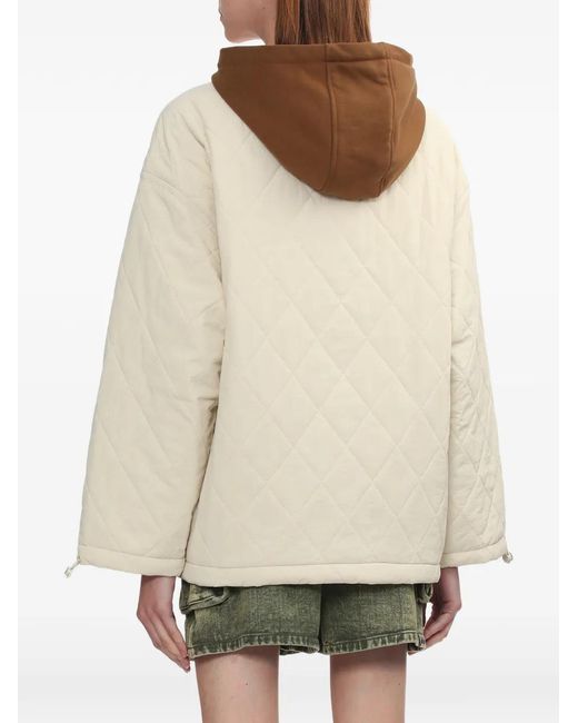 Mini Cream Natural Hooded Quilted Jacket