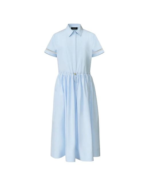 Fabiana Filippi Blue Drawstring Shirt Dress