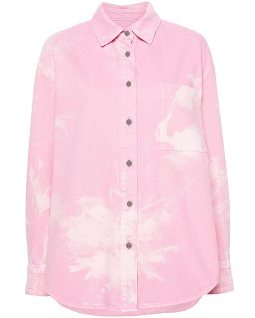 Camisa vaquera con efecto lavado MSGM de color Pink