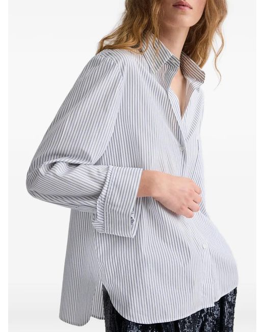 Twp Blue Striped Patch-Pocket Shirt