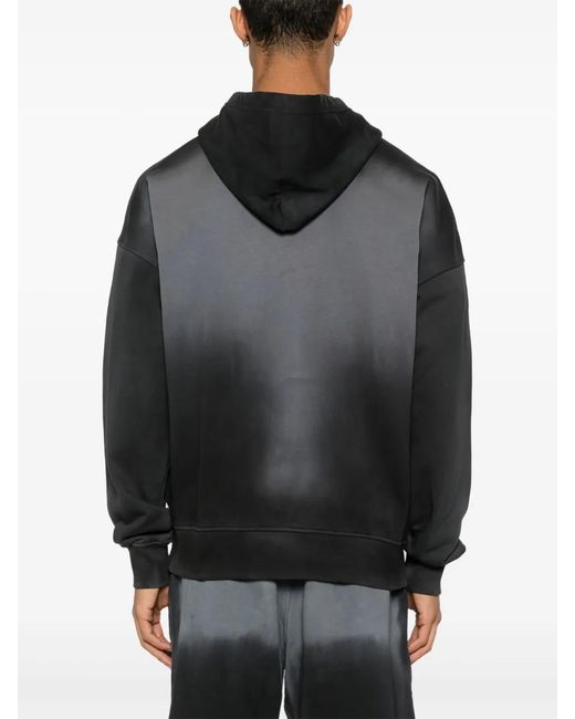 DIESEL Black And Gradient Cotton Hoodie With Hood for men