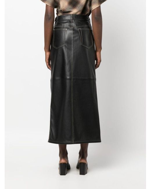 Filippa K High-waisted Leather Straight Skirt in Gray | Lyst
