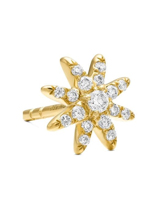 David Yurman Metallic 18Kt Petite Starburst Diamond Stud Earrings (7.5Mm)