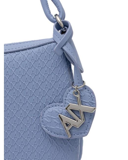 ARMANI EXCHANGE Blue Mini Monogram-Embossed Braided-Handle Shoulder Bag