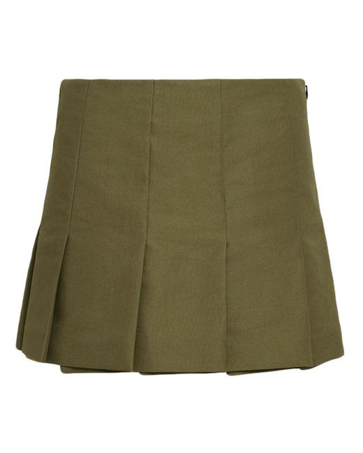 Prada Green Pleated Canvas Mini Skirt