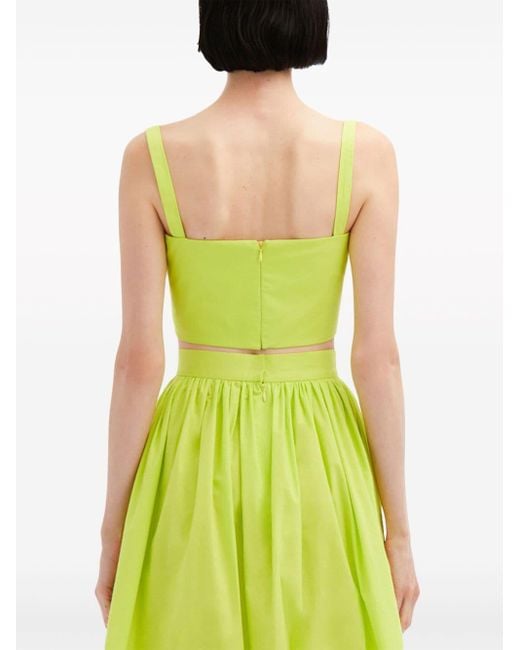 Oscar de la Renta Yellow Cropped-Top mit blumigen Applikationen