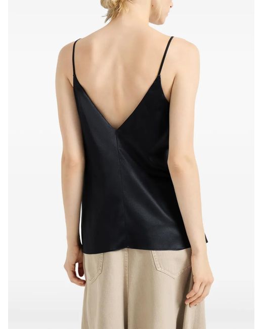Brunello Cucinelli Black Stretch Silk Satin Camisole