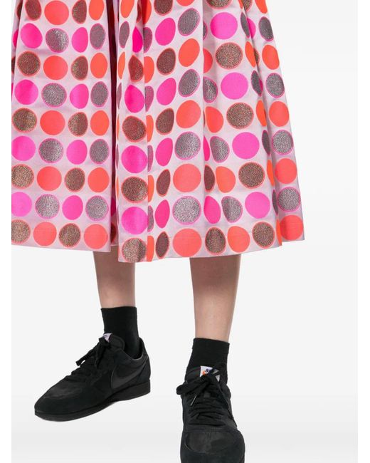 Comme des Garçons Red Polka Dot Pleated Skirt