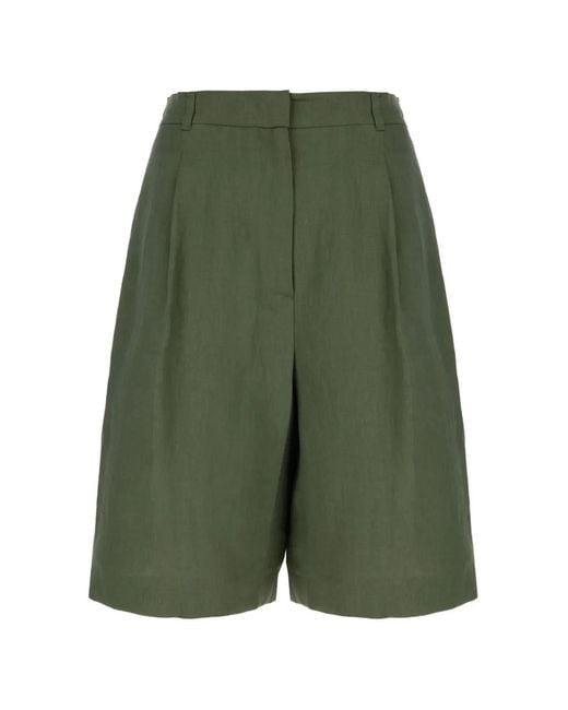 Max Mara Green Mstcaravan Pleated Shorts
