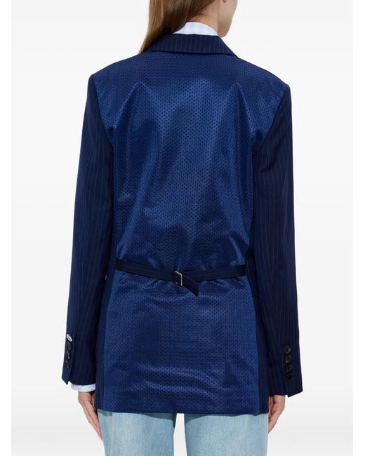 Moschino Blue Tailored Silk And Nylon Jacket