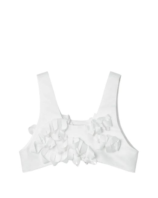 Enfold White Cell Parts Ruffled-Trim Cropped Top