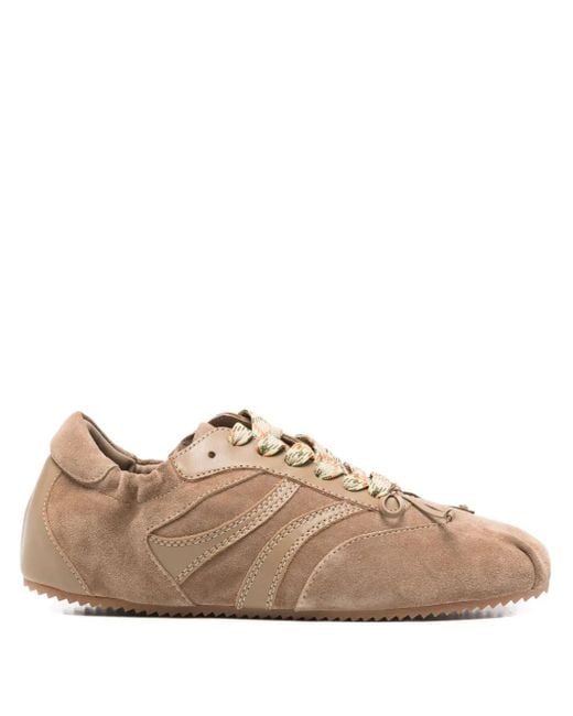 Bibi Lou Brown Panelled Low-Top Sneakers