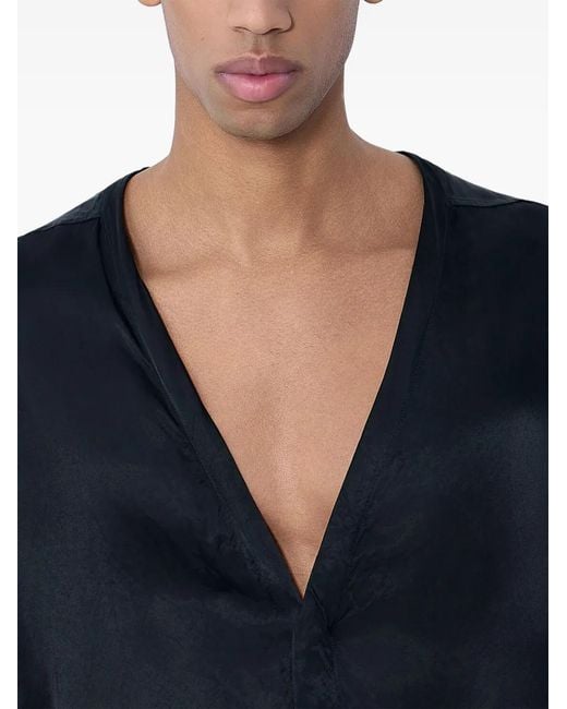 Rick Owens Blue V-Neck Shirt for men
