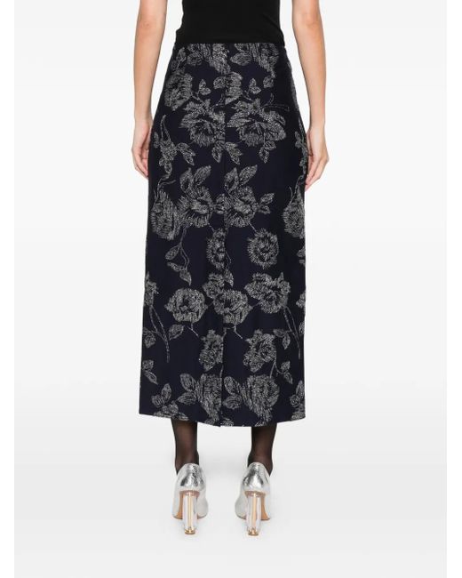 Liviana Conti Black Dedra Floral Midi Skirt
