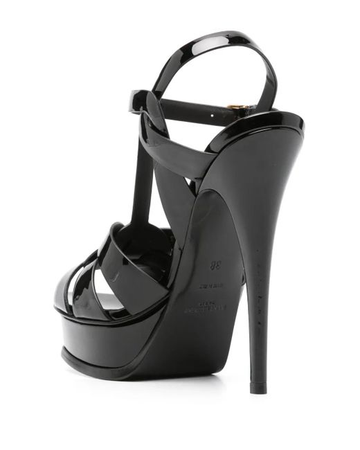 Saint Laurent Black 105Mm Classic Tribute Patent Sandals