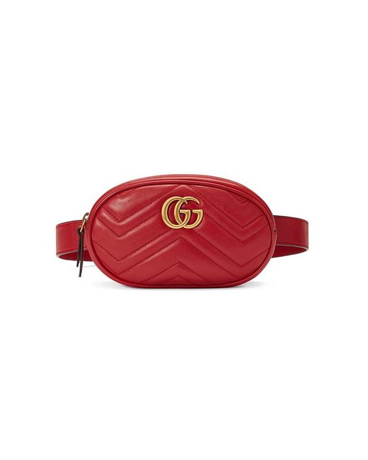 Gucci Gg Marmont Matelassé Belt Bag in Red | Lyst