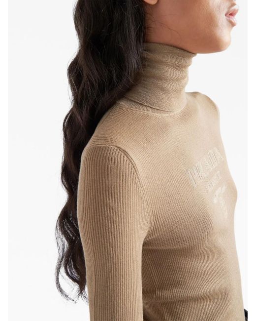 Prada Natural Superfine Wool Turtleneck Sweater