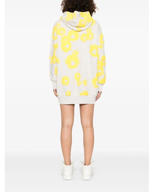 Autry Yellow Flowers Hoodie Mini Dress