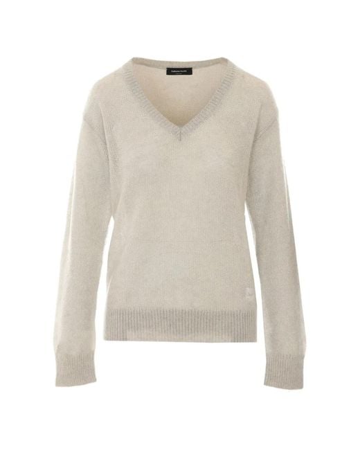 Fabiana Filippi White Sequin-Embellished V-Neck Sweater
