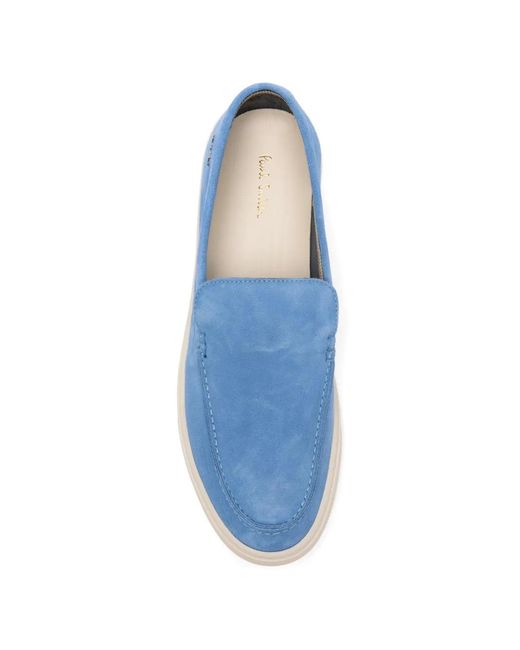 Paul Smith Blue Suede Apron-Toe Loafers for men