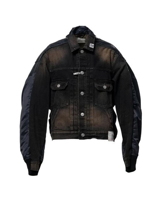Maison Mihara Yasuhiro Black Panelled Denim Jacket for men